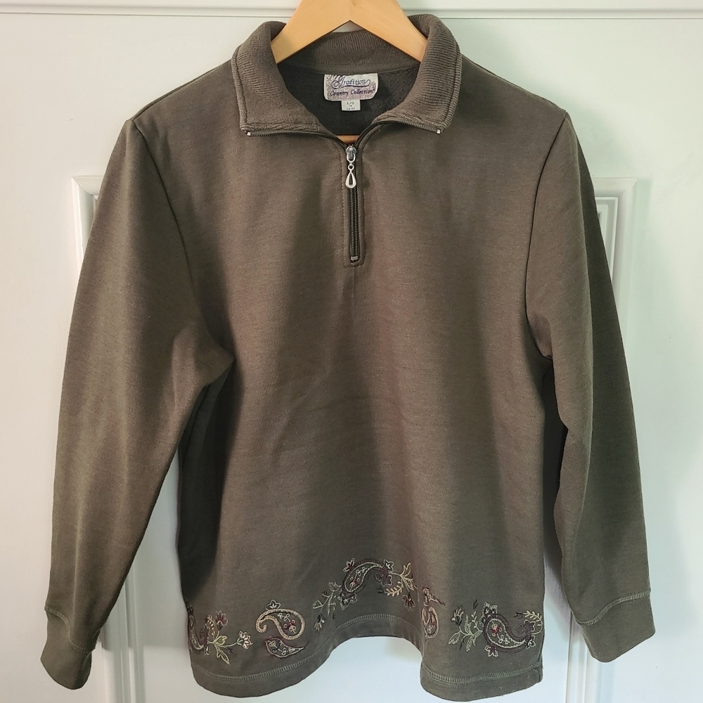 Tradition green 1/4‎ zip sweatshirt